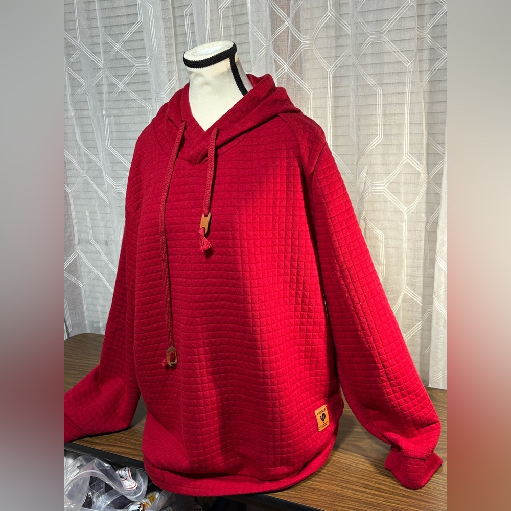 SIIMHURSS Hooded Red Unisex Sweatshirt tag 4XL.I say 1X/2X   24” p2p 28”L